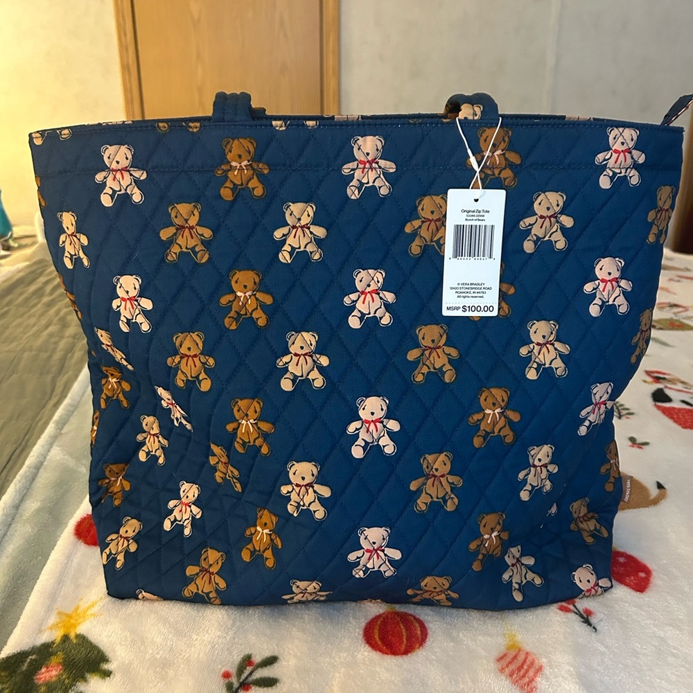 Vera Bradley Original Zip Tote Bag- Bunch Of Bears
